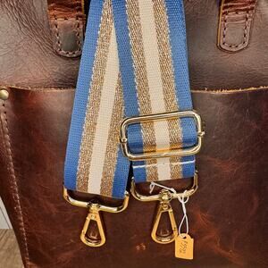 Blue Gold Striped Crossbody Strap Colorful Purse Strap Guitar Bag Strap NEW!